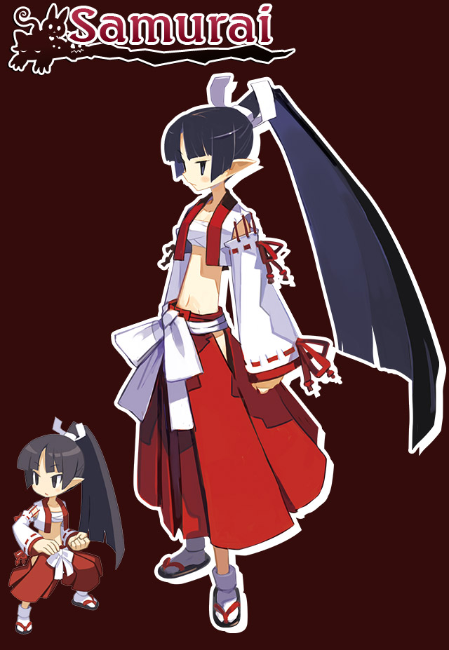 侍 刀剣の扱いに長けた巫女。全職業中でも屈指の物理攻撃力を誇る。